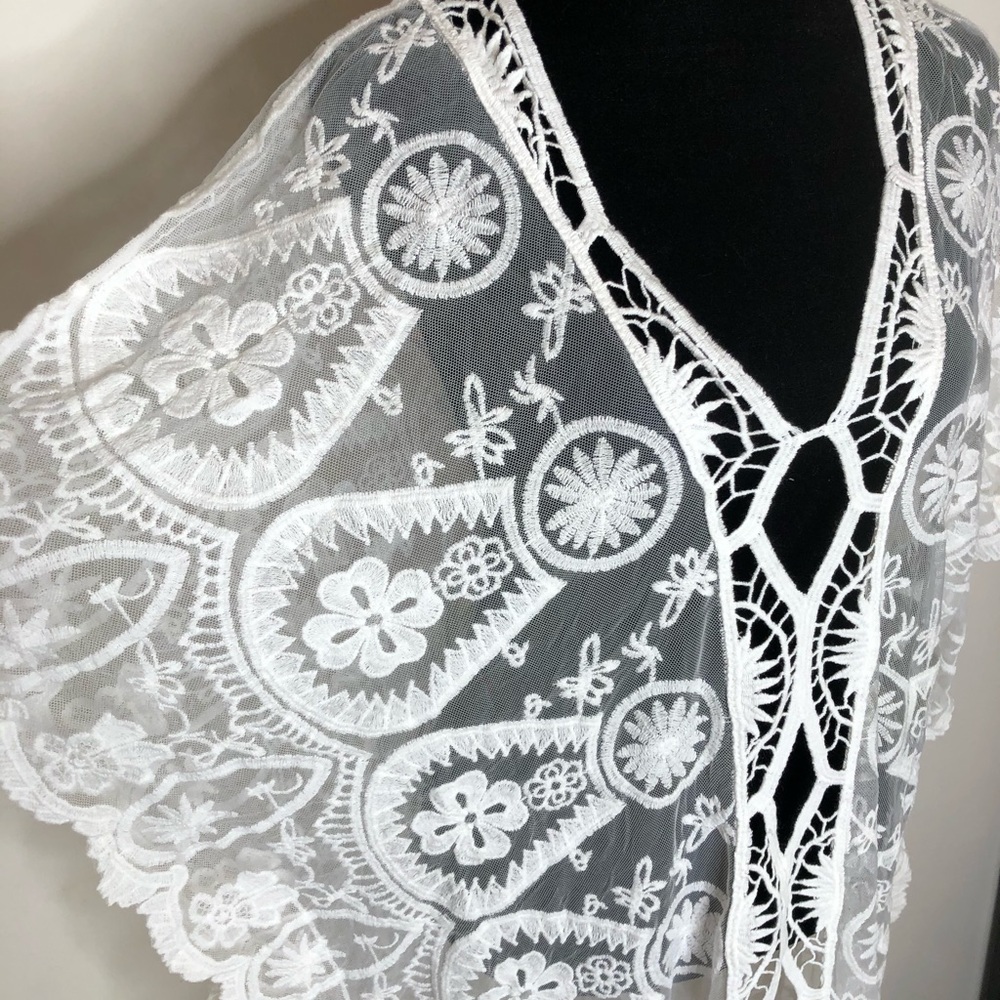 Swimwear cover up crochet lace mesh white NWT boho - Picture 5 of 6